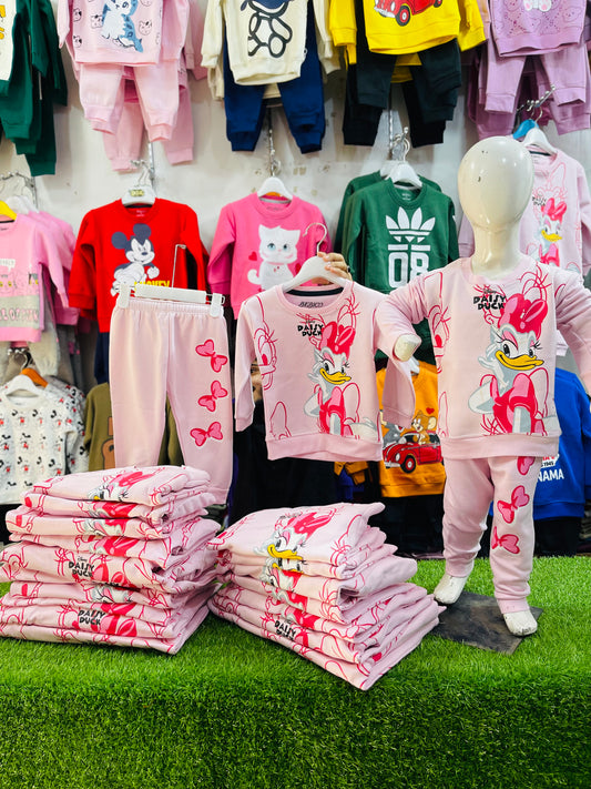 Winter fleece tracksuits(duck pink/green)