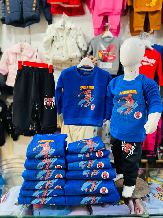 Winter fleece tracksuits(spiderman blue)