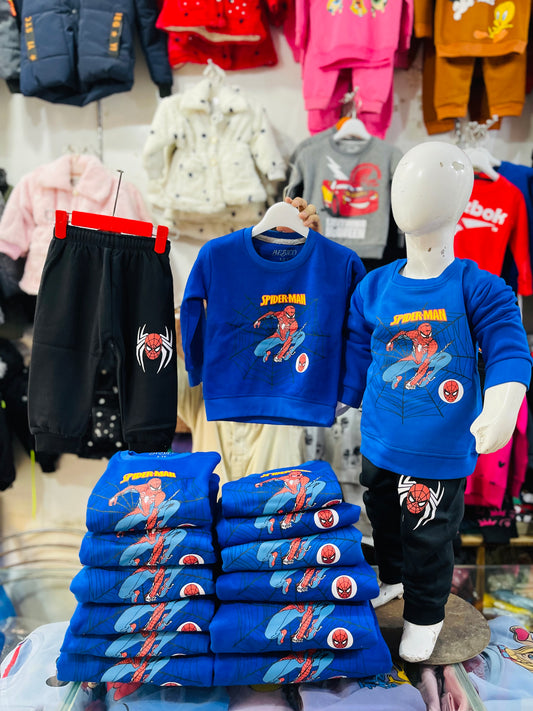 Winter fleece tracksuits(spiderman blue)
