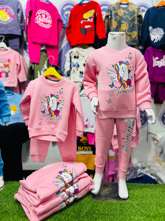Winter fleece tracksuits(unicorn pinky)