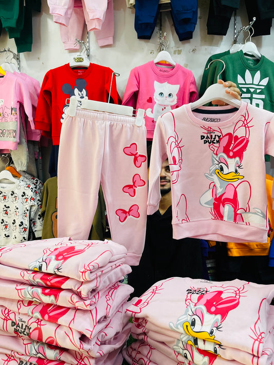 Winter fleece tracksuits(duck pink/green)